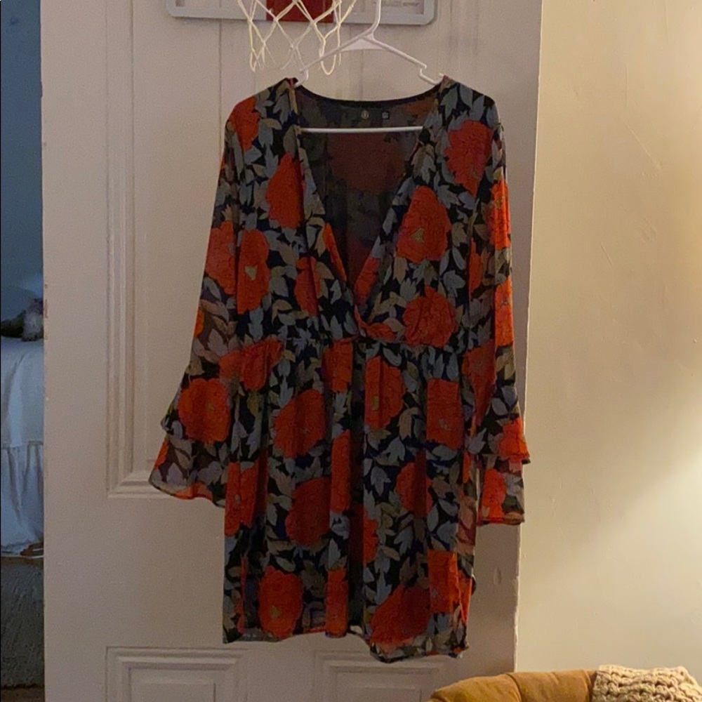Missguided long sleeve skater dress (floral print)